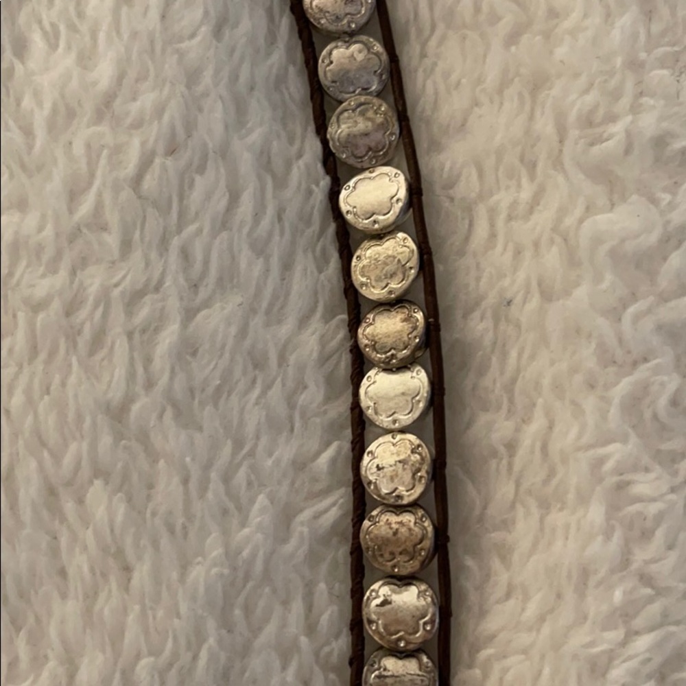 Stella & Dot signature scallop & leather bracelet